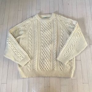 Hand Knit cream wool sweater